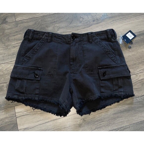 Lucky Brand Women's Raw Hem Utility Shorts size 28 NWT Cut-Off Black - Picture 9 of 13
